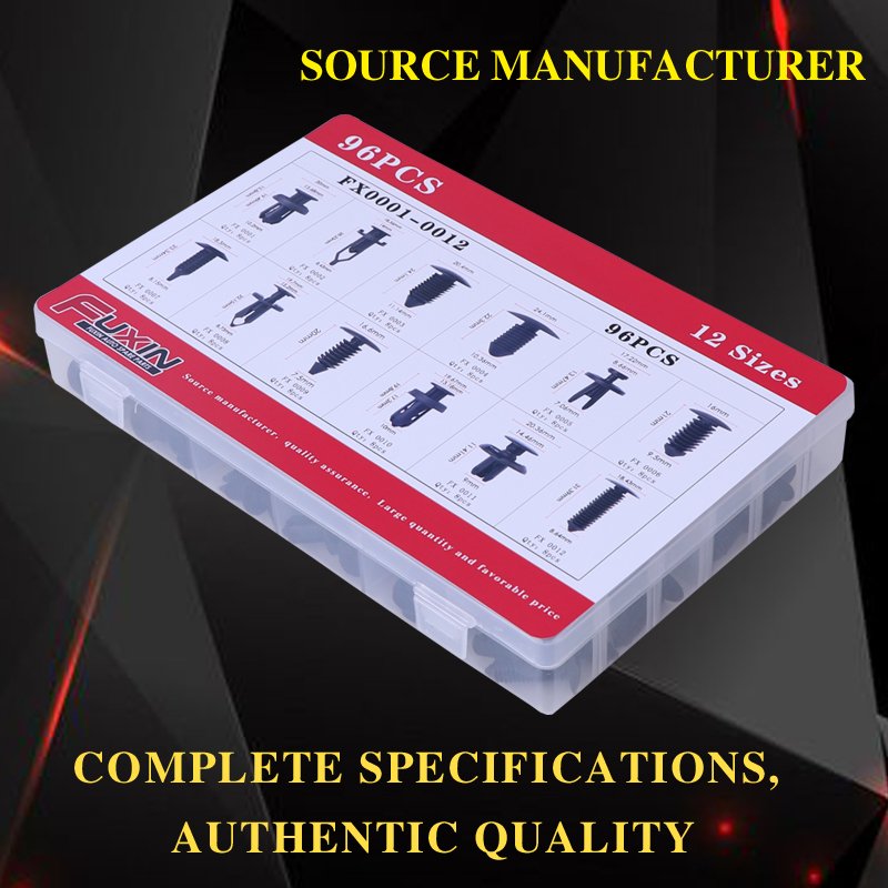 96pcs 12 sizes Auto nylon Plastic Push Set Roof Door Trim Panel mat Fender Bumper Shield Rivet Car Retainer Clips Fasteners Kit