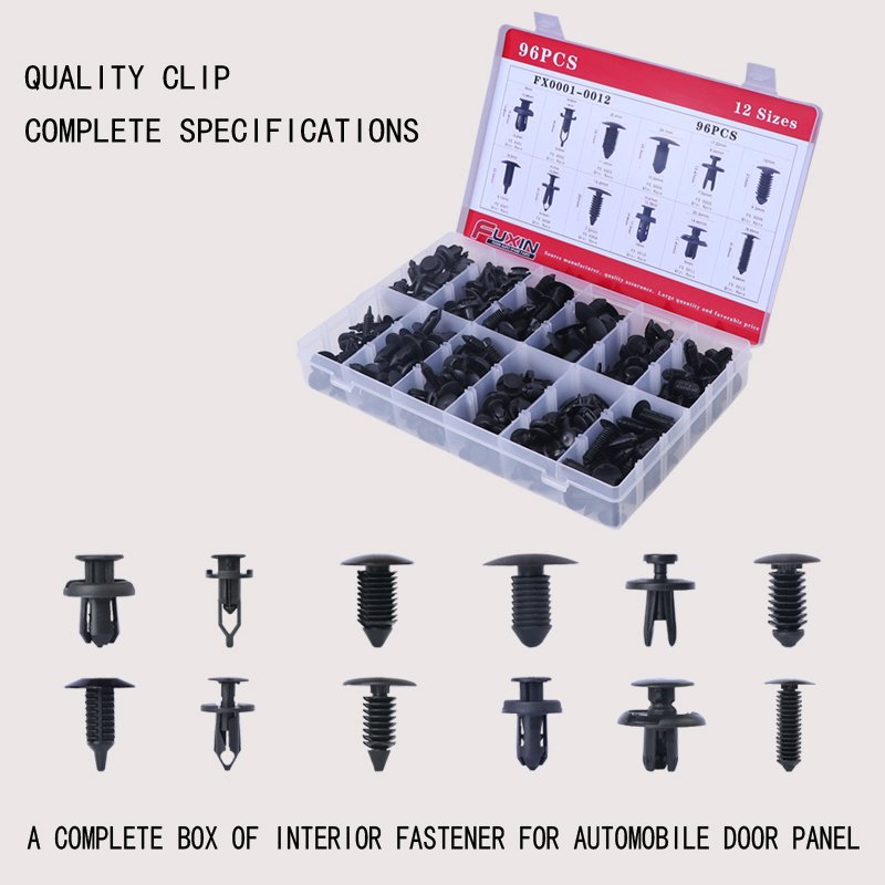 96pcs 12 sizes Auto nylon Plastic Push Set Roof Door Trim Panel mat Fender Bumper Shield Rivet Car Retainer Clips Fasteners Kit