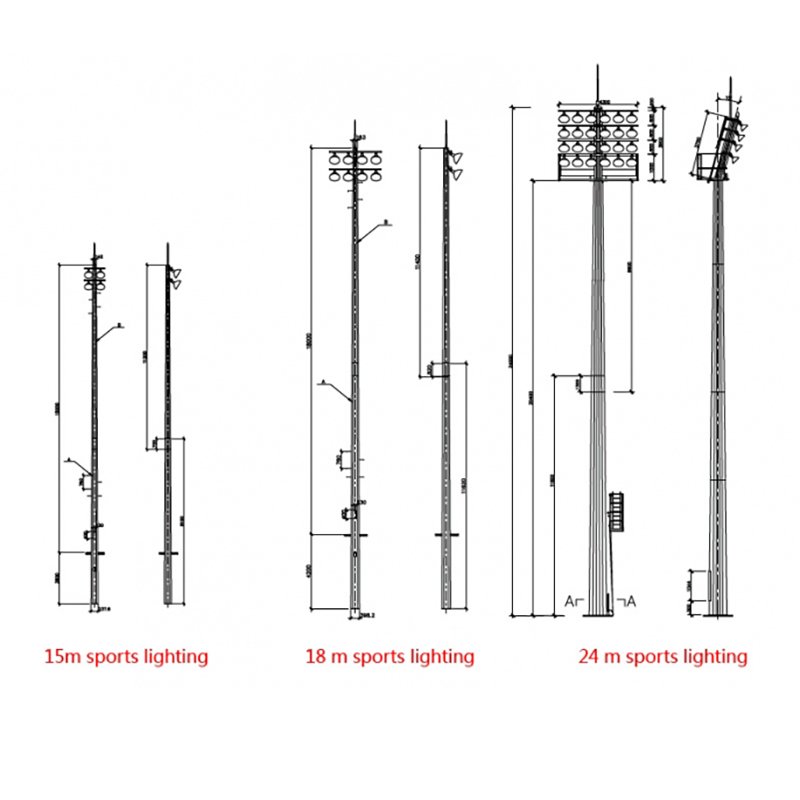 30m outdoor Galvanized High Mast Light Pole for Footdoor Stadium