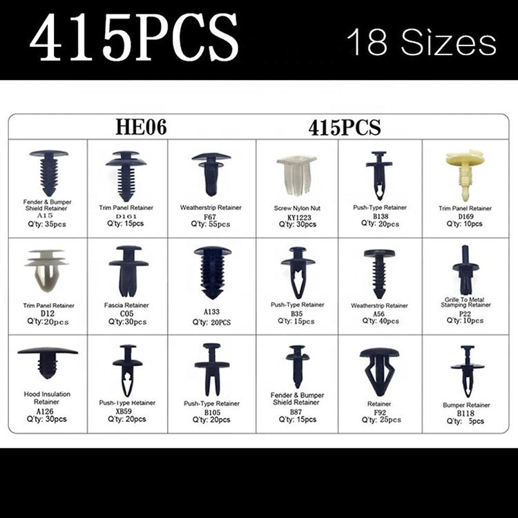 675 pcs convenient removal tool Push In Type Plastic Rivets Fasteners Bumper Rivet Universal Auto Fastener Clips set