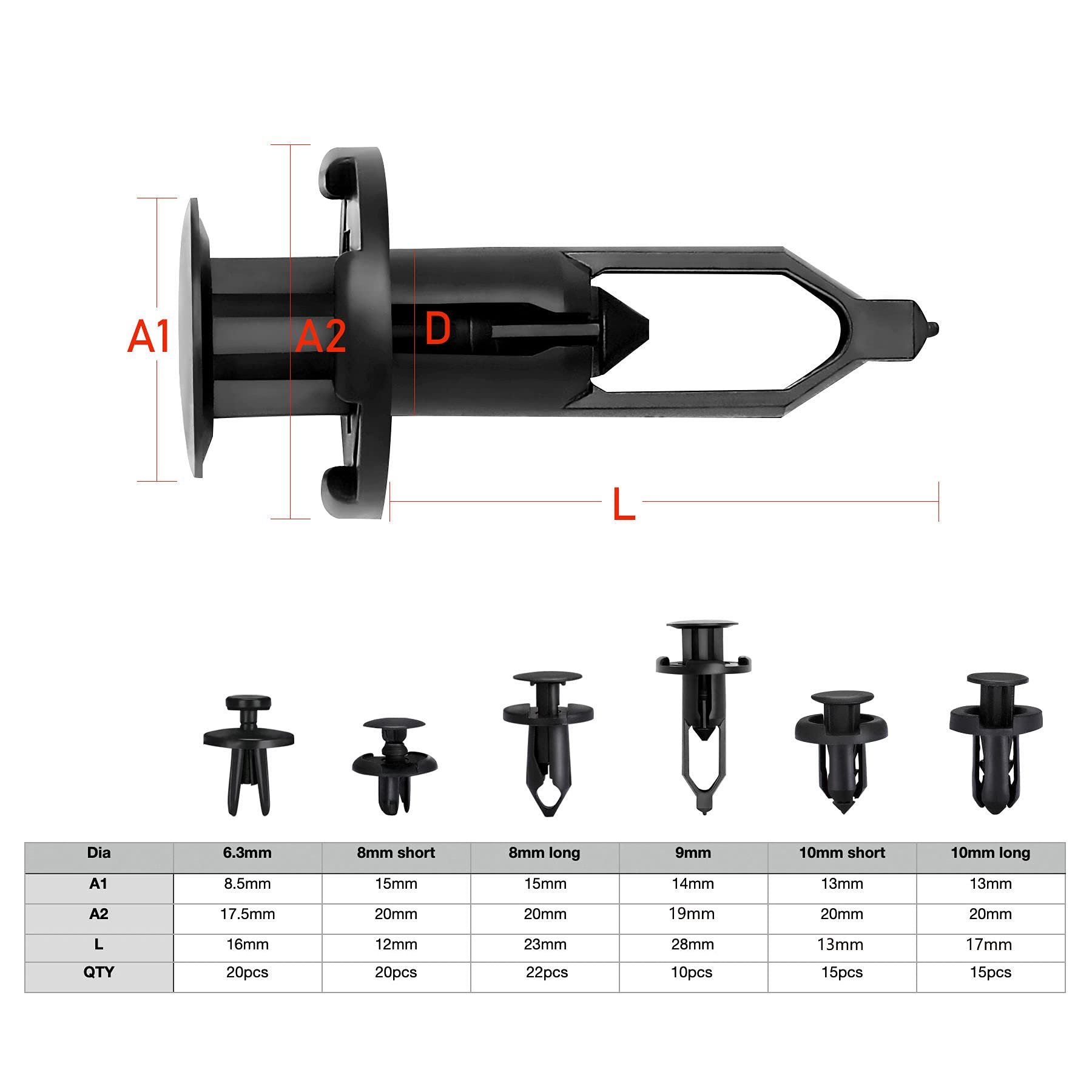 102 Pcs Auto Plastic Push Pin Rivets Screws Kit Car Push Retainer Clips Universal Plastic Automotive Clips and Fasteners