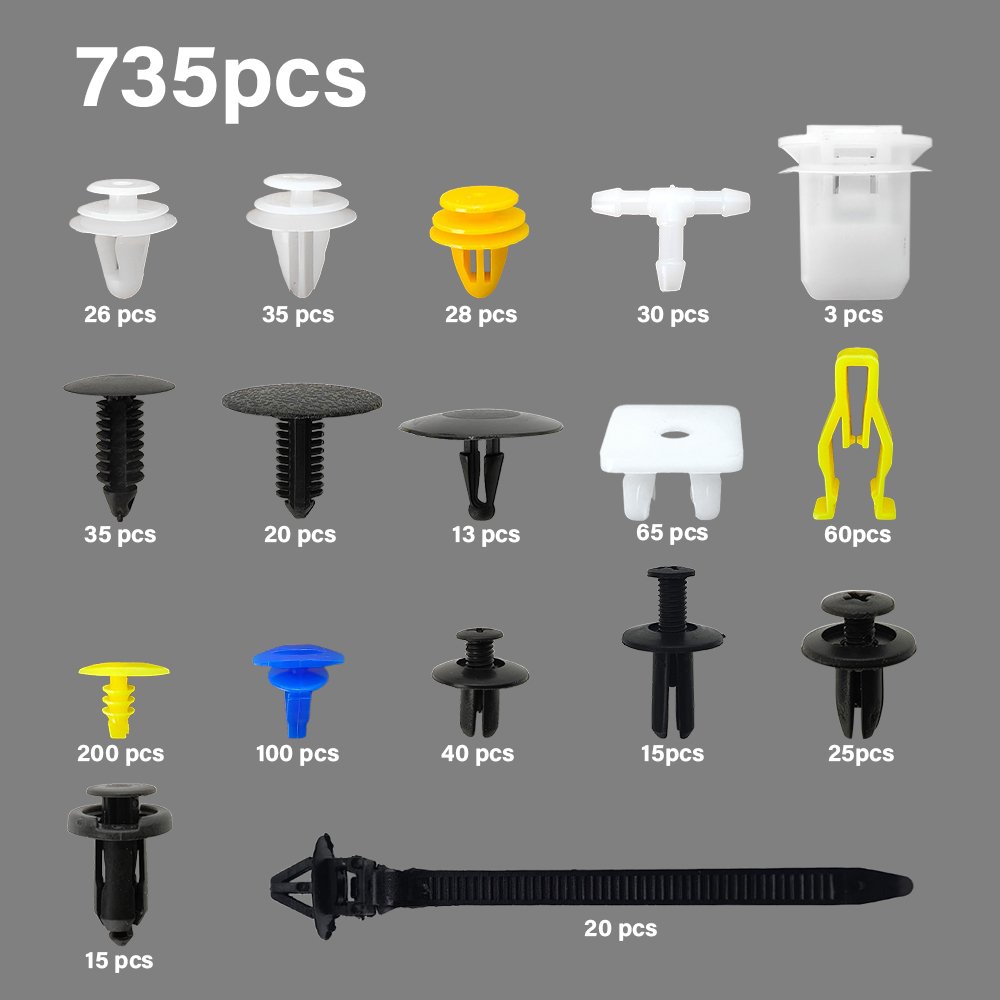 Universal 730 PCS Fasteners Rivet Assorted Auto Push Bumper Retainer Clips Kit Plastic Clips for Cars