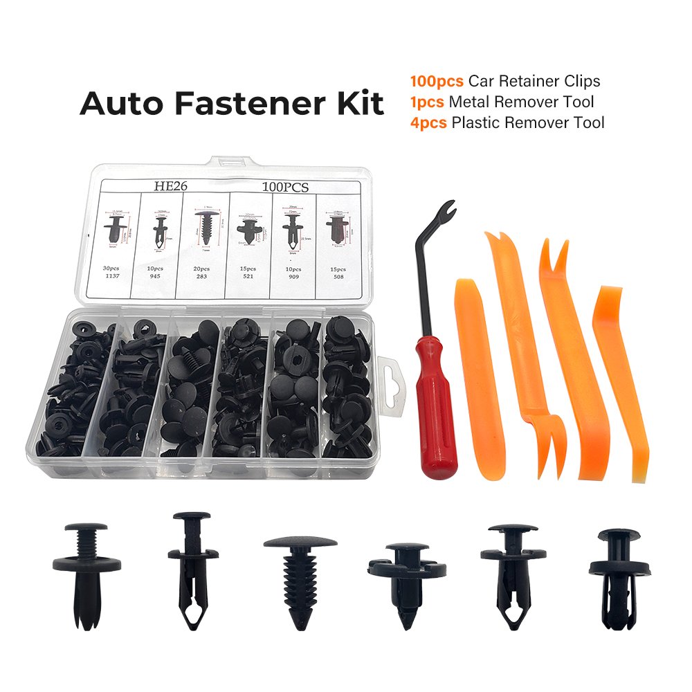 100 PCS Auto Fastener & Clip Car Push Retainer Bumper Clips Sets