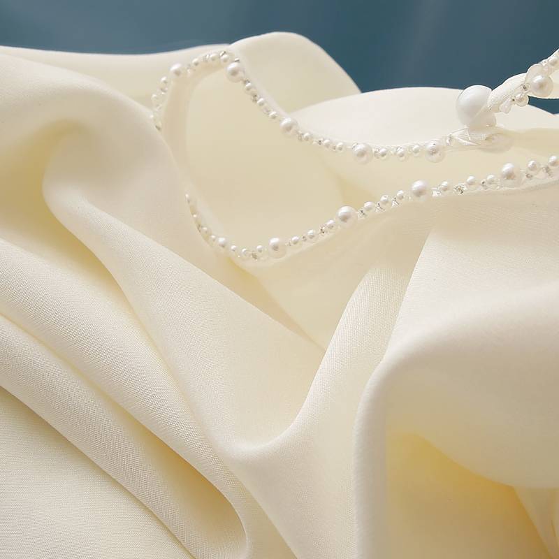 Available S!22 Mimi heavy silk fabric!Elasticity!Nailing Bargaining Short -sleeved White Shirt T -shirt Female