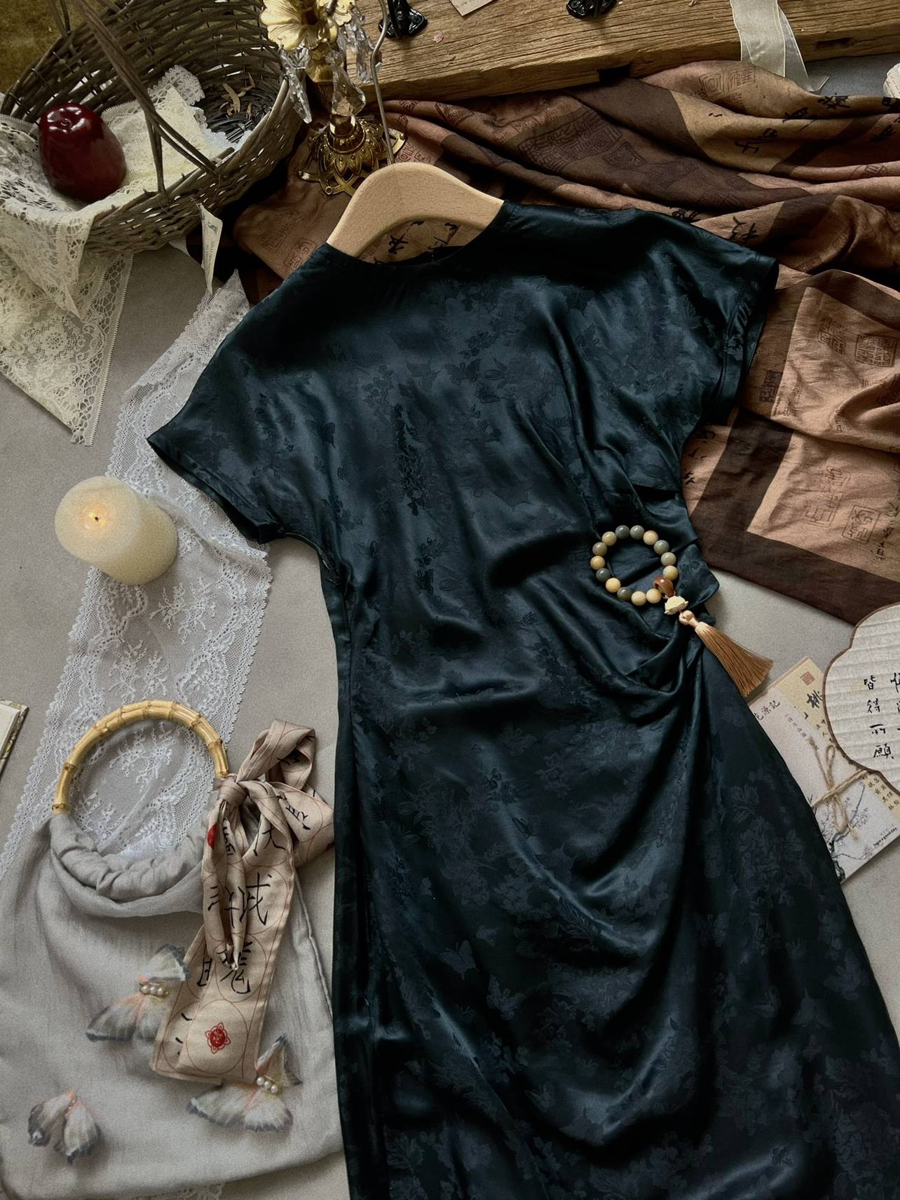 One tailor | Official website 299! 40 real silk new Chinese national style cost -effective cheongsam classical jet dress multi -color