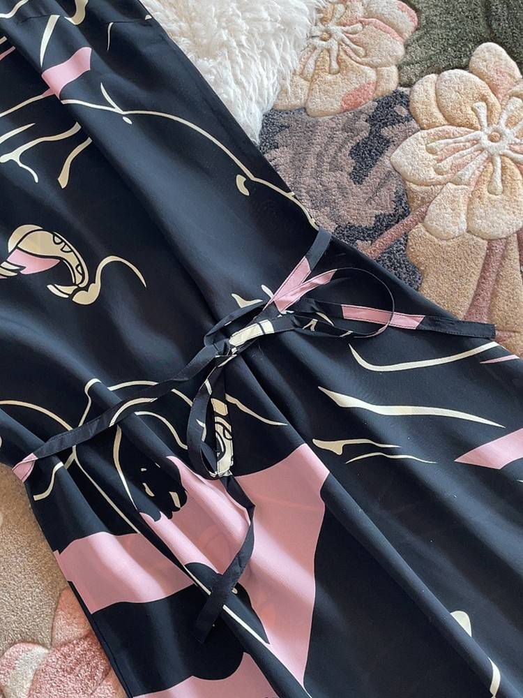 Shuanglian Lian Dress Printing Real Silk Dress Female Slim Slim and Aklore Collar Silk Sleeveless Sleeve Skirt