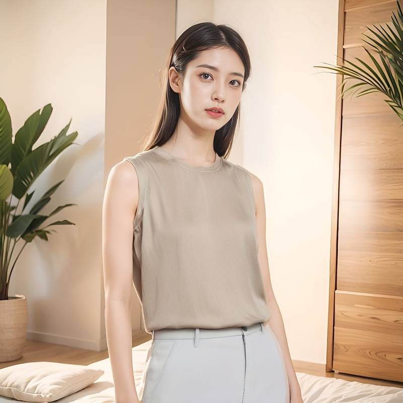 The shopkeeper's confidence is recommended, and it is comfortable. Yamamoto Heavy Gongsha washed 100%silk -saving satin sleeveless T women