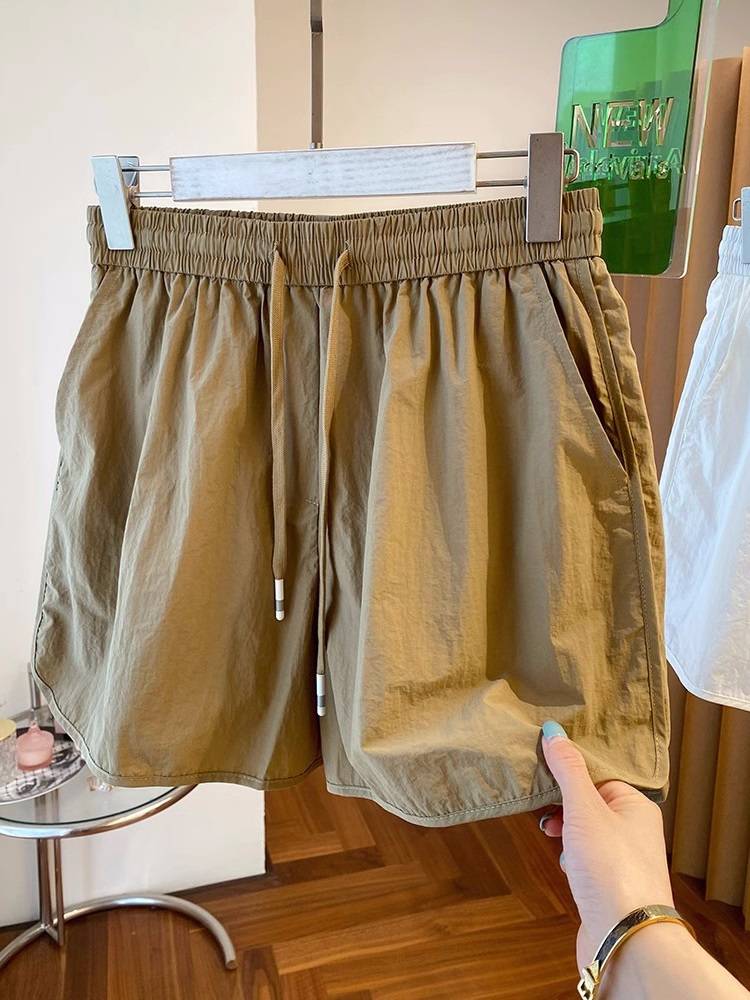 Pick up the front -line big -name counter to withdraws fast dry fabric high waist, loose loose, loose casual sports shorts wide legs