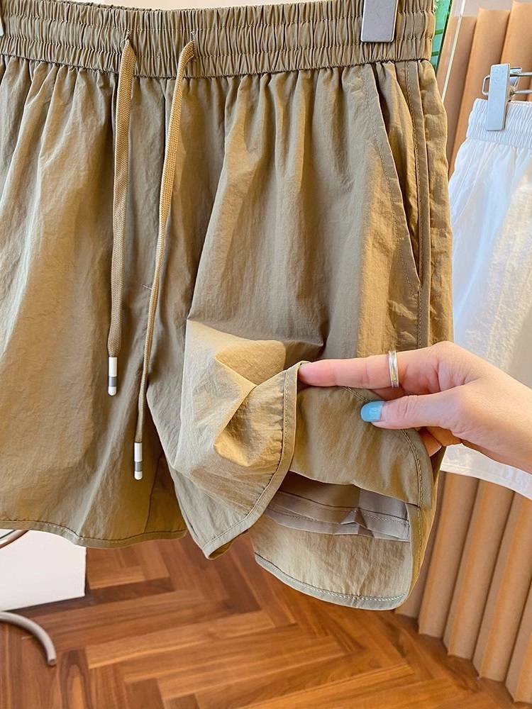 Pick up the front -line big -name counter to withdraws fast dry fabric high waist, loose loose, loose casual sports shorts wide legs