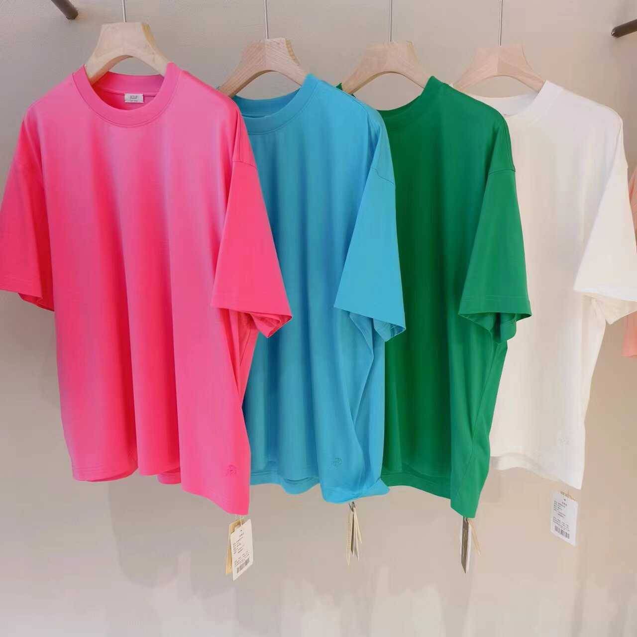 2667 Fashion Commuters Pure Color Real Edition Large Edition Loose Cotton Short Sleeve Top