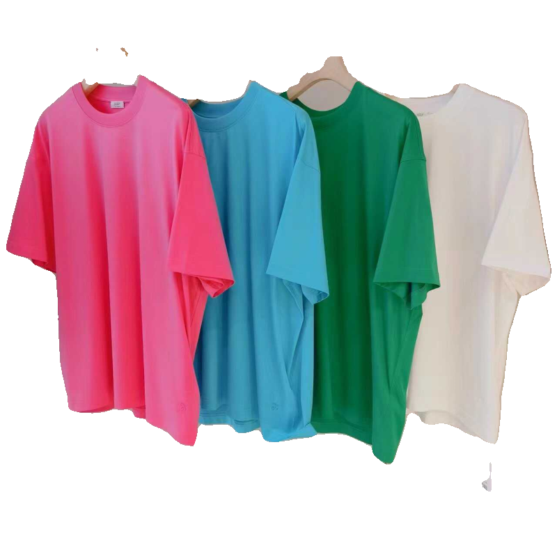 2667 Fashion Commuters Pure Color Real Edition Large Edition Loose Cotton Short Sleeve Top