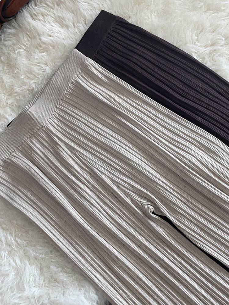 70 mulberry silk knitted high waist wide -leg pants female 2024 summer pits drooping sensory thin real silk high man mask pants