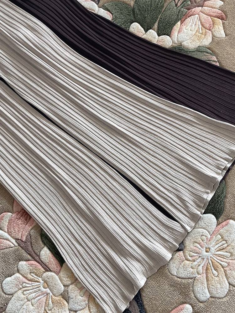 70 mulberry silk knitted high waist wide -leg pants female 2024 summer pits drooping sensory thin real silk high man mask pants