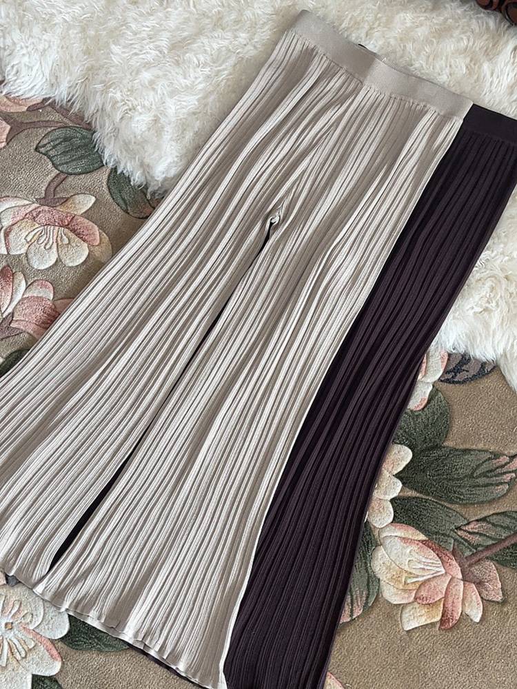 70 mulberry silk knitted high waist wide -leg pants female 2024 summer pits drooping sensory thin real silk high man mask pants