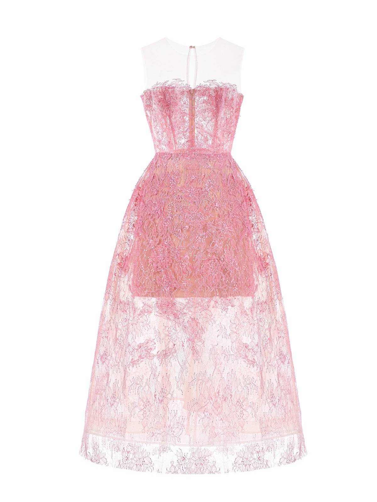 Light luxury niche lace dress Vietnamese designer temperament three -dimensional flower sequins see -through heavy worker tube top dress