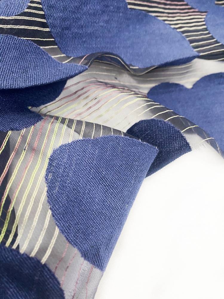 Denim blue stripe circle ripple dot computer embroidered gauze embroidered night dress suspender skirt fashion fabric