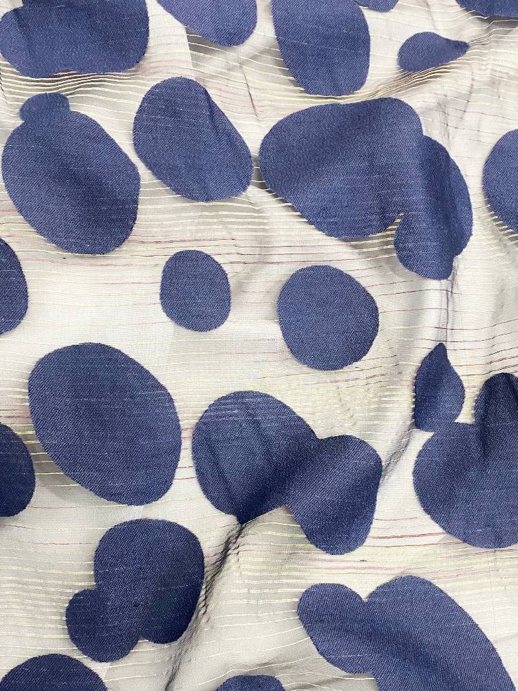 Denim blue stripe circle ripple dot computer embroidered gauze embroidered night dress suspender skirt fashion fabric