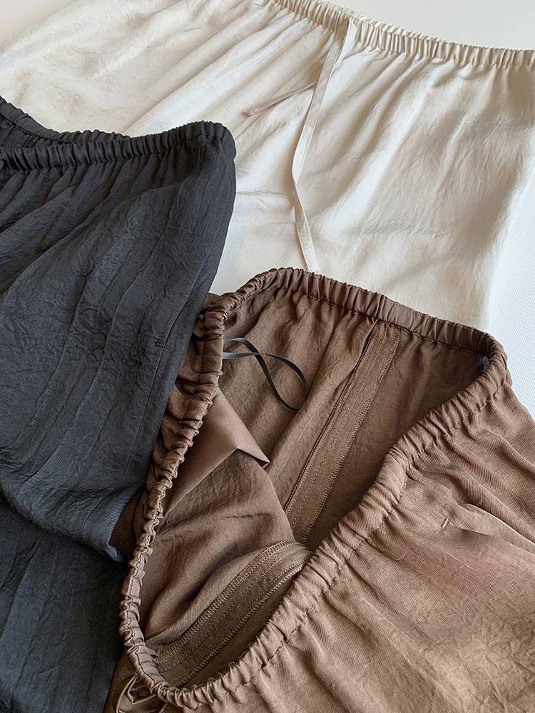 2024 Dove high -end acetic acid texture pants pants straight wide -leg long trousers hanging air milk pants female summer