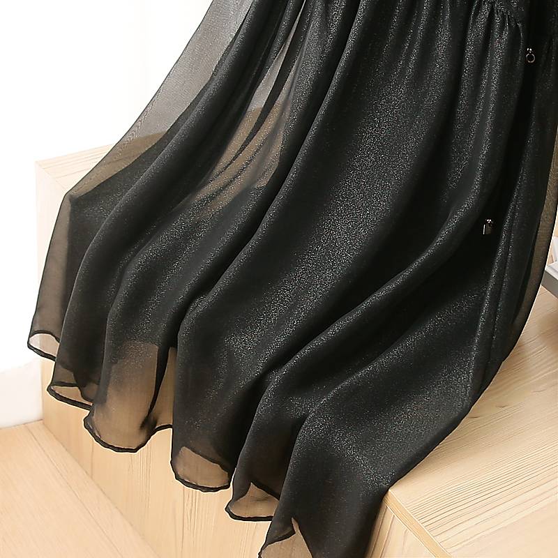 Cabinet goods!Gold Real Silk imported in Lyon, France!Super flash!Giant Beauty Giant!Mulberry silk dress summer