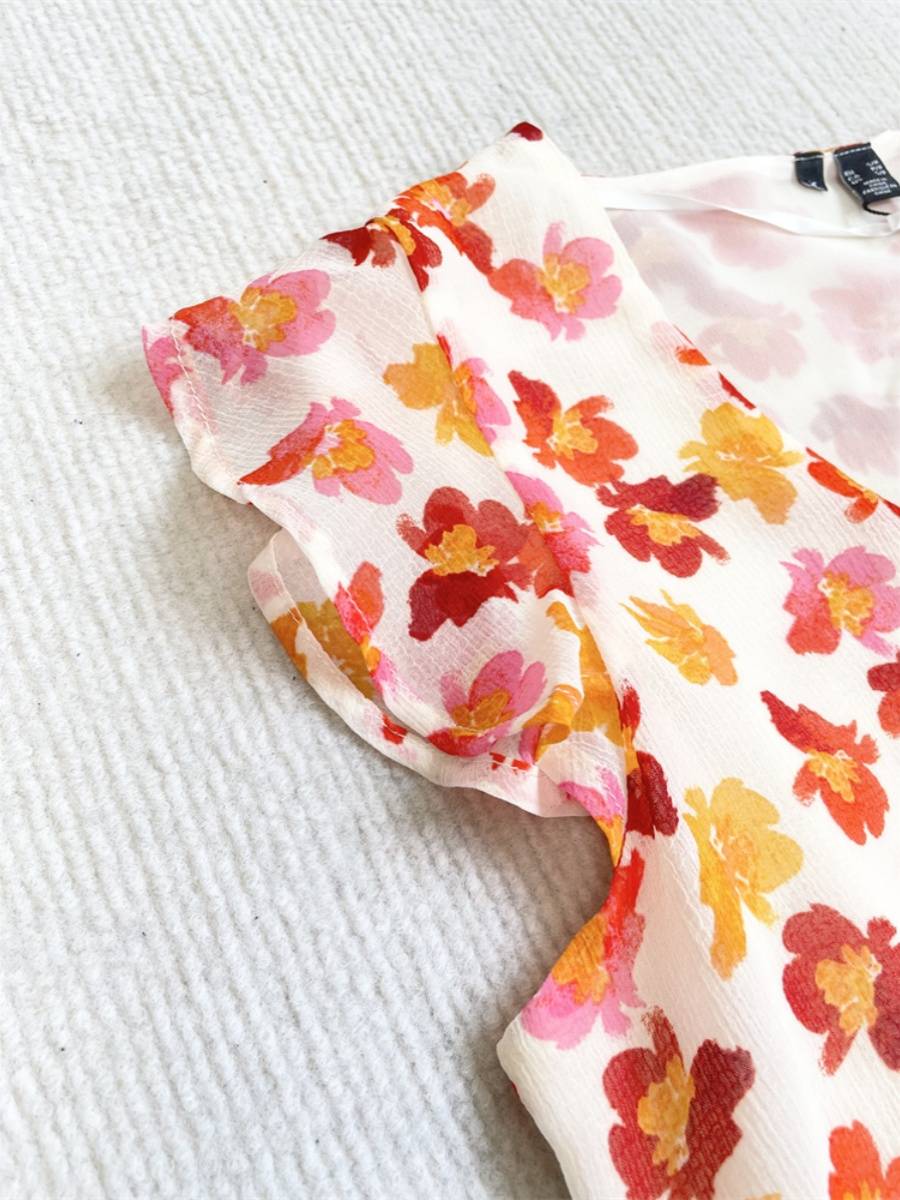 J1 Xiuqi wood ear ear!Northern Europe 2023 New female flower sleeveless shirts, scratch fabrics