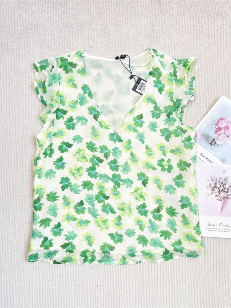 J1 Xiuqi wood ear ear!Northern Europe 2023 New female flower sleeveless shirts, scratch fabrics