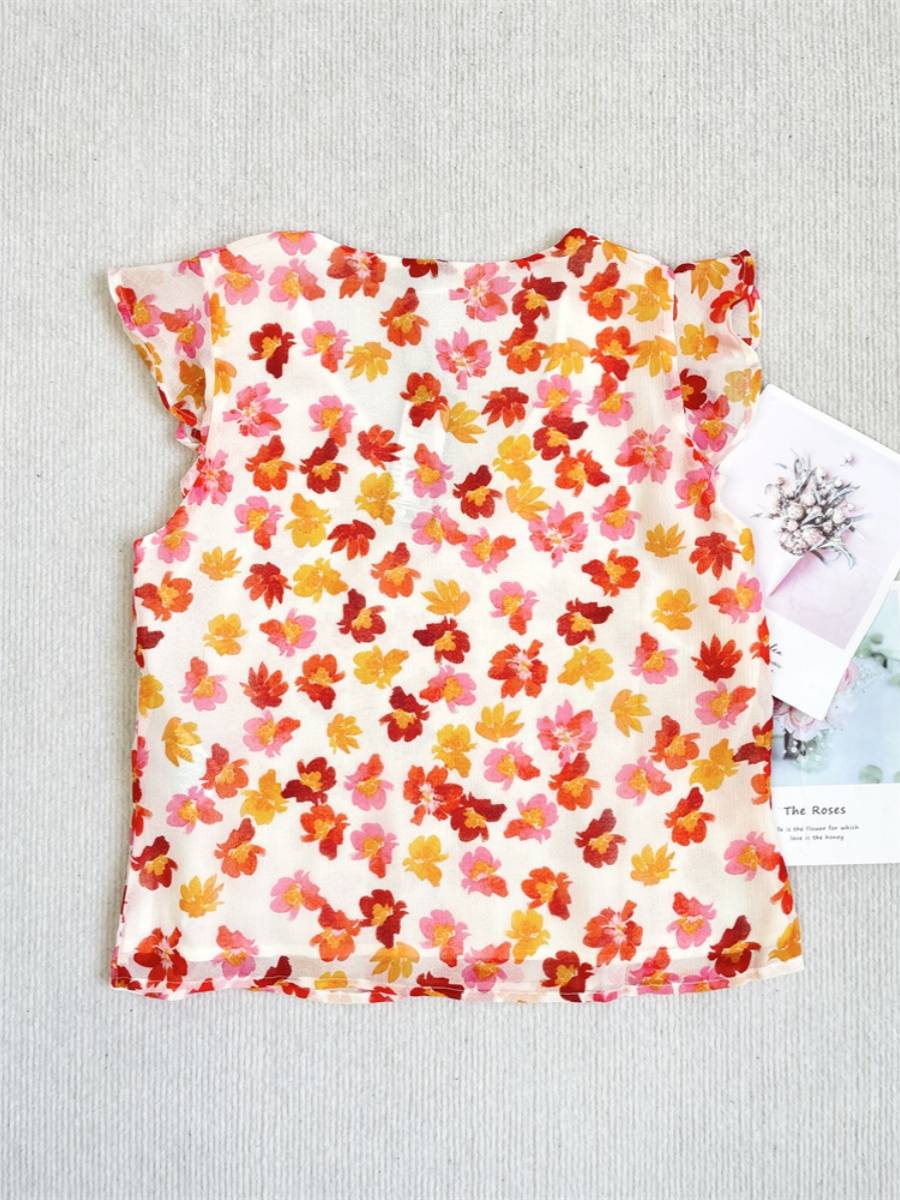 J1 Xiuqi wood ear ear!Northern Europe 2023 New female flower sleeveless shirts, scratch fabrics