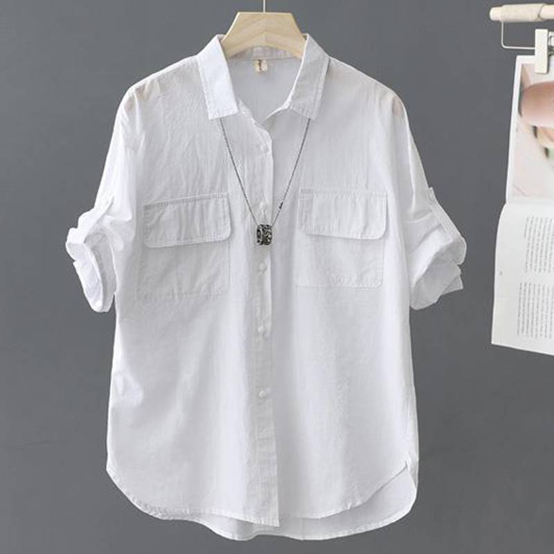 Exit the Italian big -name tail single original single withdrawal cabinet remaining simple cotton short -sleeved shirt feminine shirt top