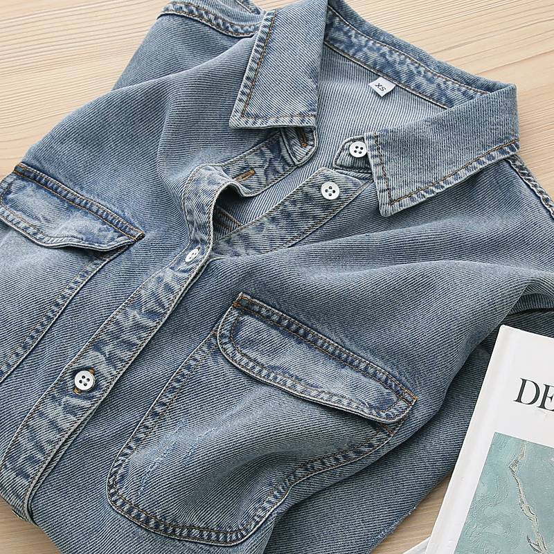 American Single!It's expensive and expensive!Juorou soft and light and smooth!Silk denim shirt loose girl