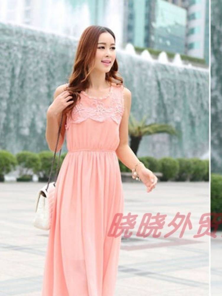 2024 European and American large size hollow long skirt fat MM princess skirt A -line floral chiffon beads long dress