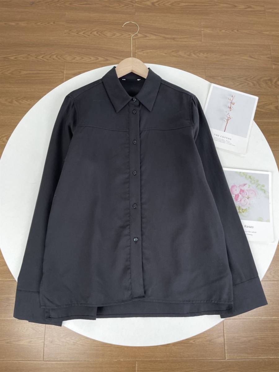 J1 Original 65 100%Silk Fabric ~ Russian single 24 spring new black white women's commute shirt top