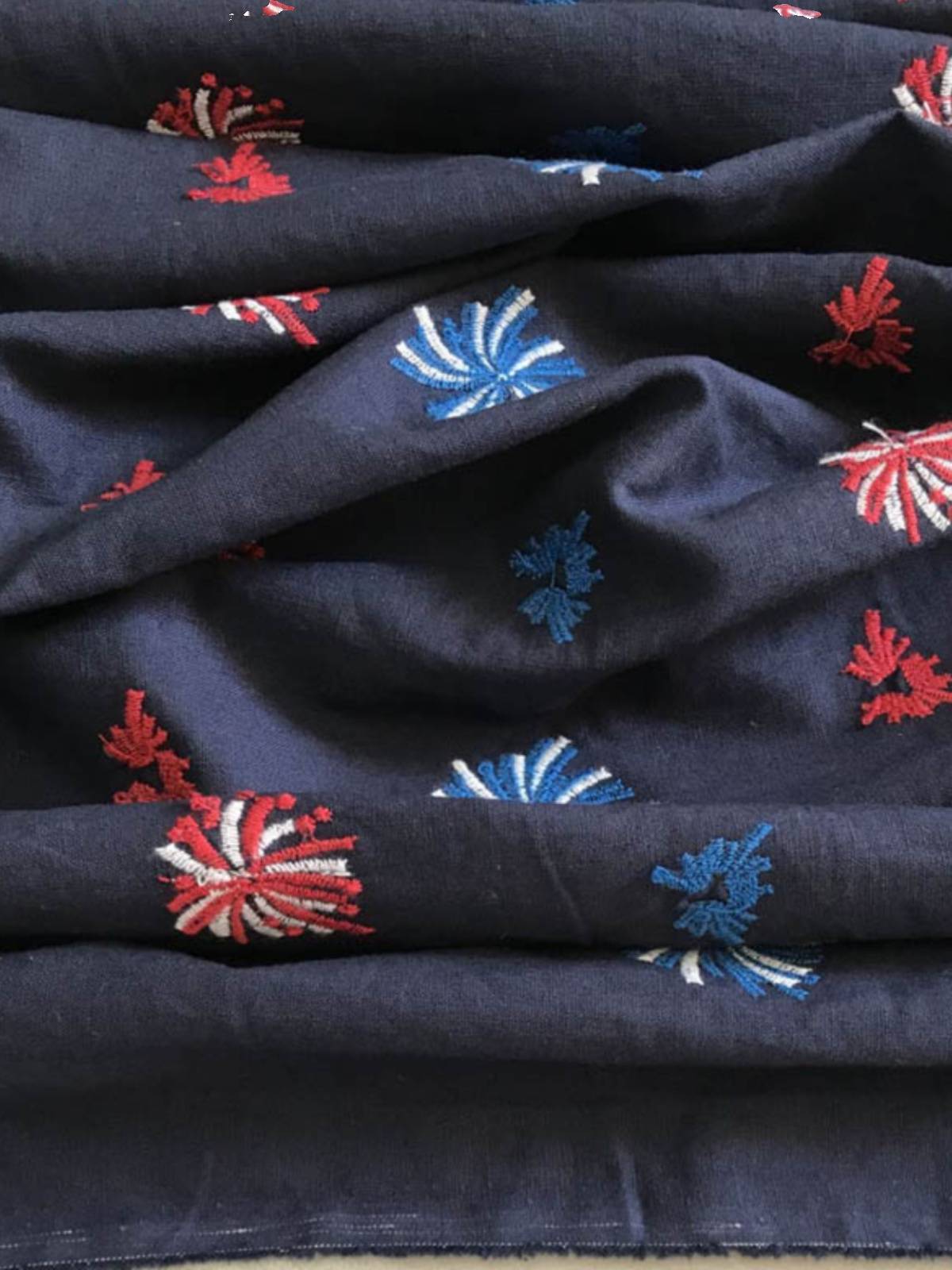 One old factory remaining linen cotton cotton embroidered fabric women's cloth imported zero material cloth high -end customization