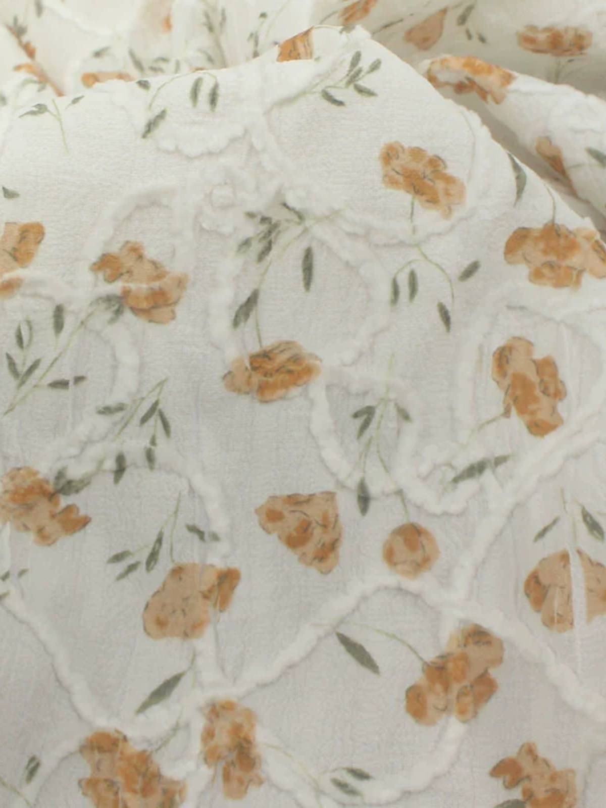 Rice white three -dimensional abstract litter water washing print fabric clothing dress cheongsam skirt fabric
