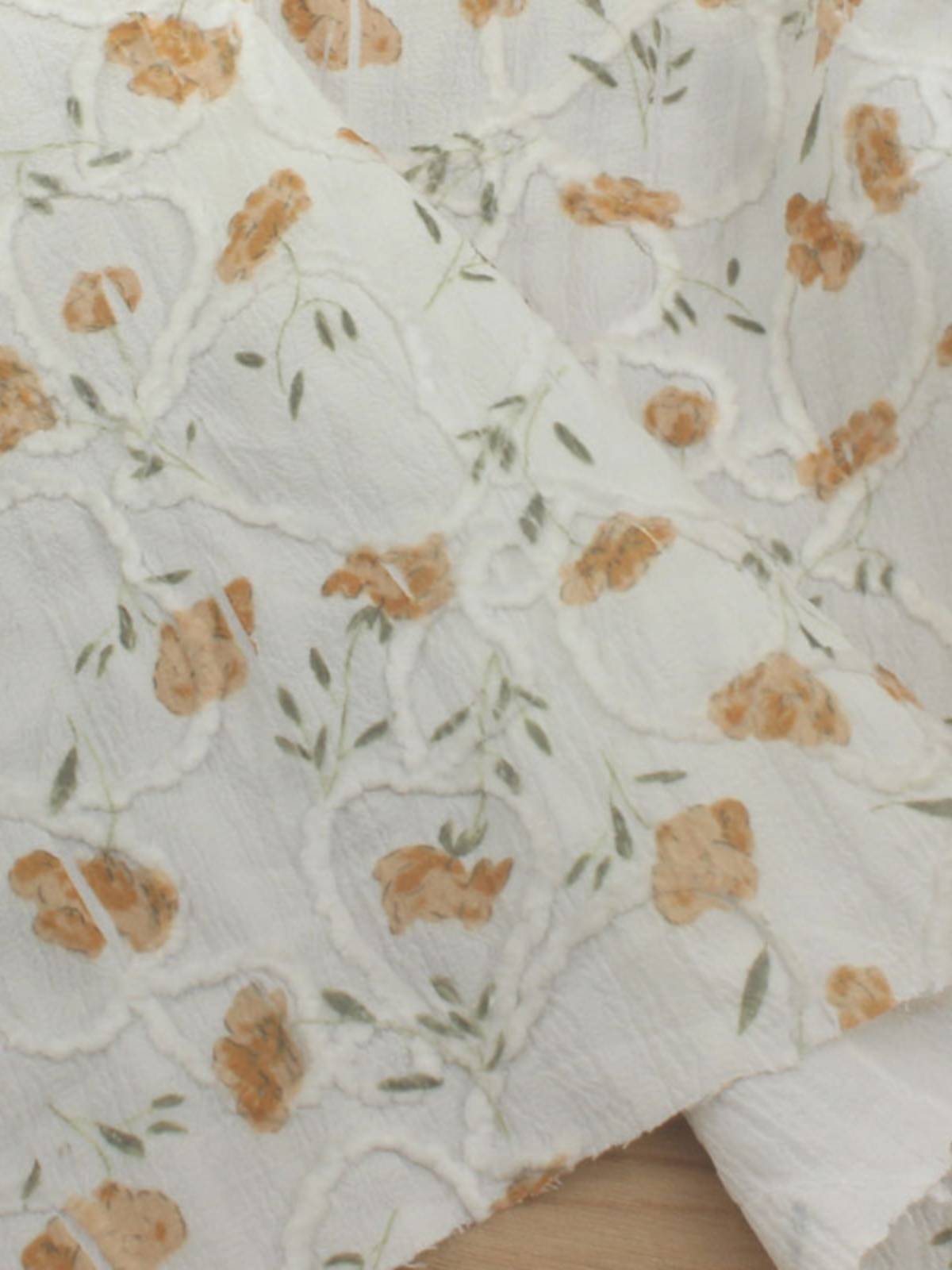 Rice white three -dimensional abstract litter water washing print fabric clothing dress cheongsam skirt fabric