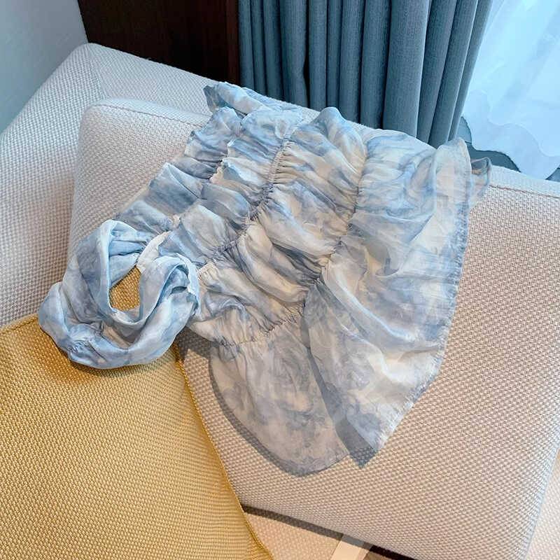 Original single -tail cutting label big -name summer women's small incense square collar floral slingless sleeve chiffon shirt top