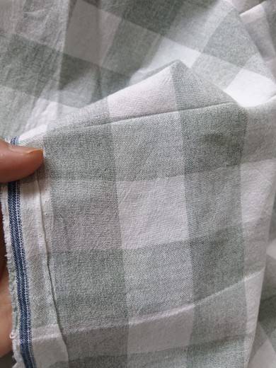 605 cotton and hemp water washing color weaving green grid width 160cm summer clothing fabric tail goods