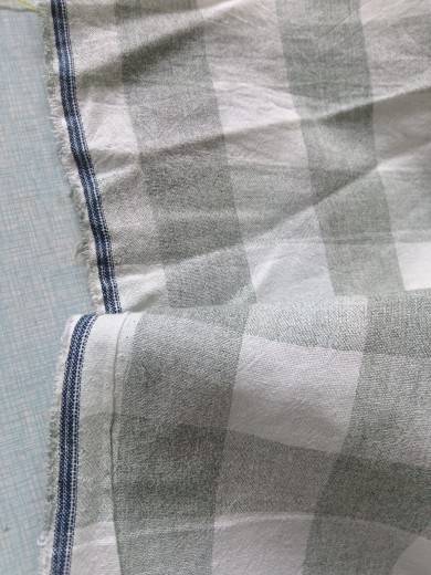 605 cotton and hemp water washing color weaving green grid width 160cm summer clothing fabric tail goods