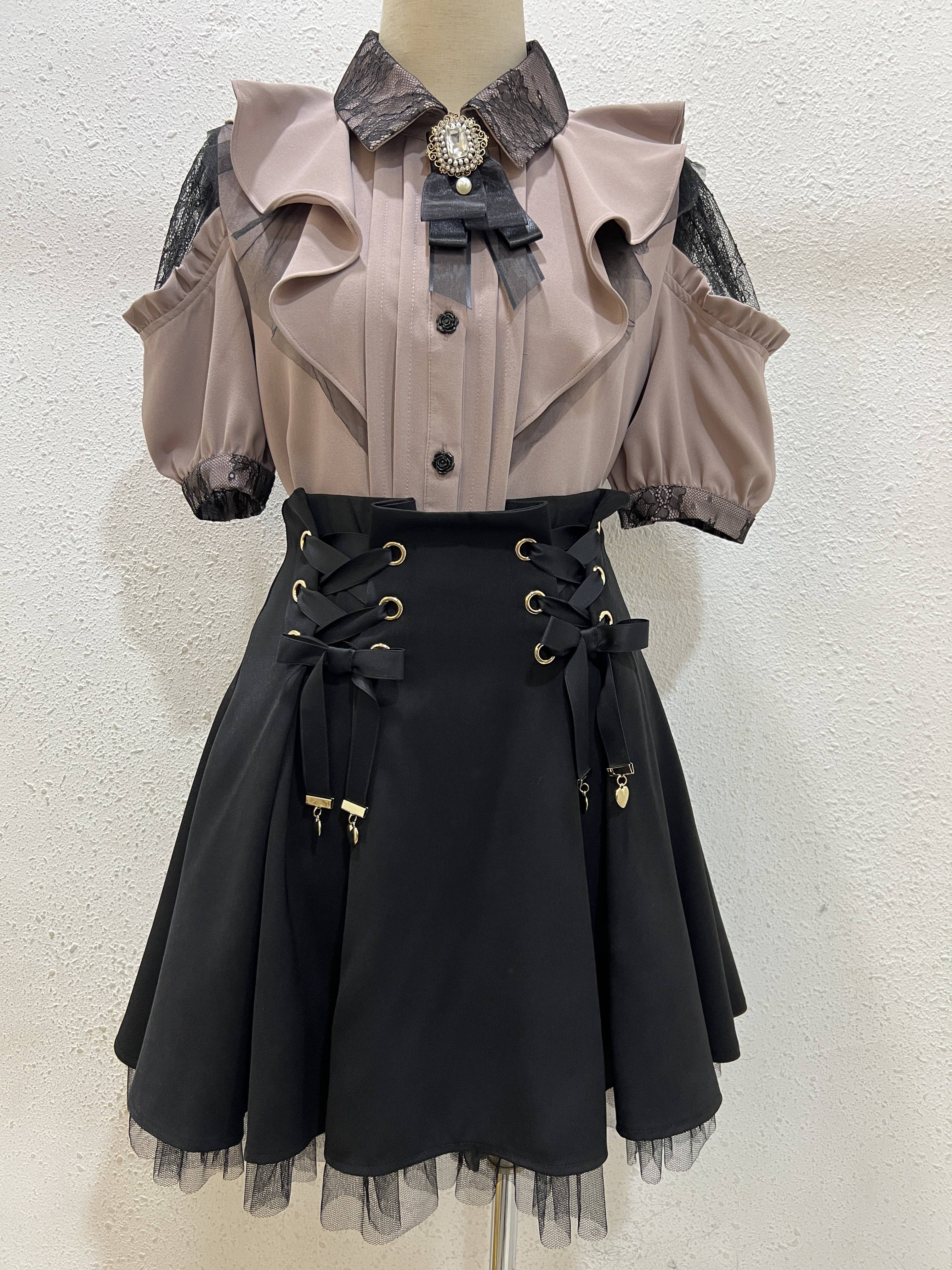 Daily single Rojita Lolita Land Land Land Lace Stranging Pearl Drilling Together Shirt Bow Shirt