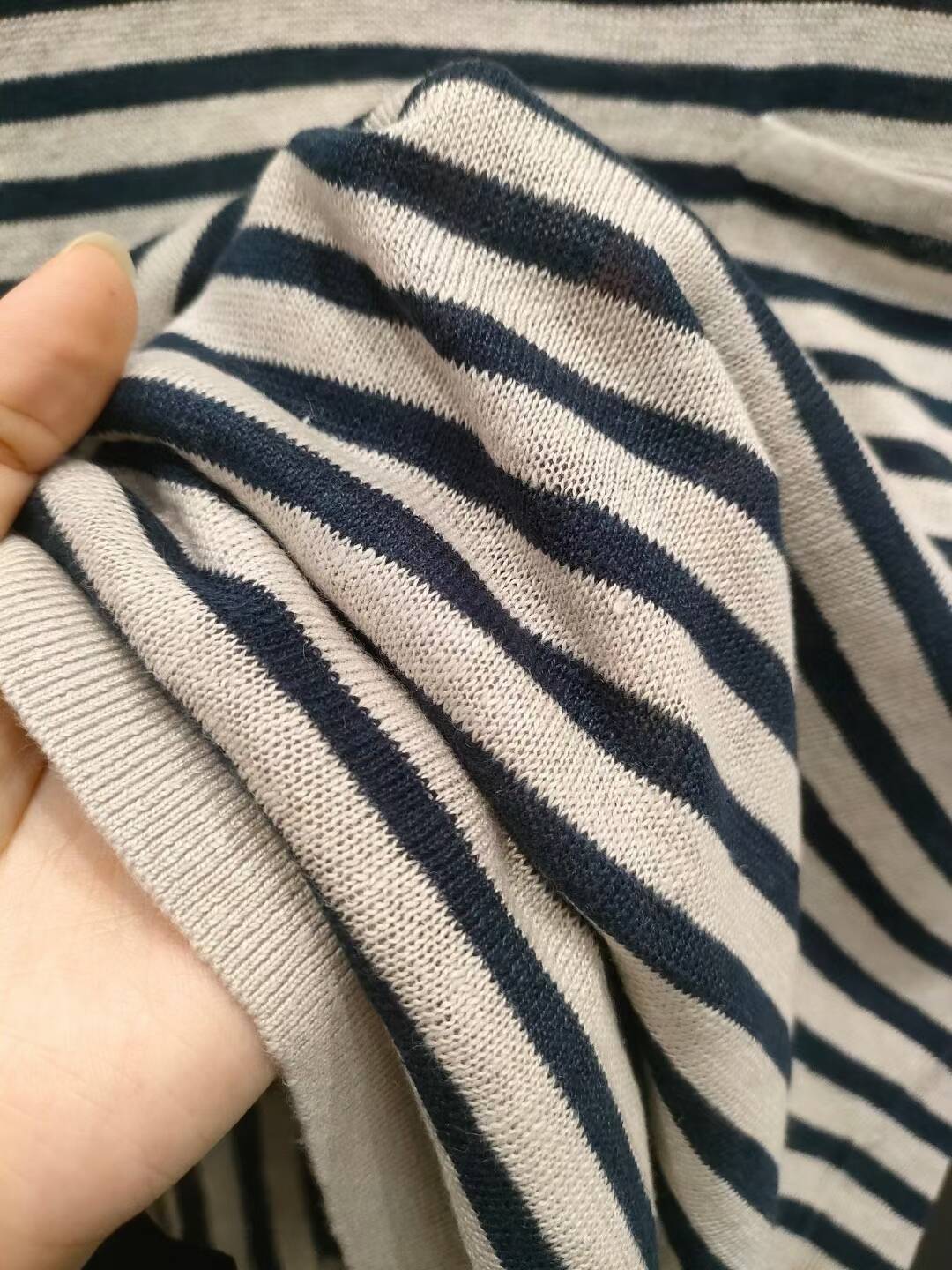 M family! 1K+! 100 linen stripes T!Classic striped cold sensory sweater T -shirt short -sleeved top female 24 female 24