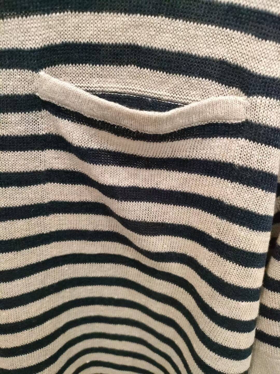 M family! 1K+! 100 linen stripes T!Classic striped cold sensory sweater T -shirt short -sleeved top female 24 female 24