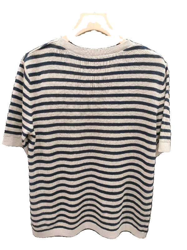 M family! 1K+! 100 linen stripes T!Classic striped cold sensory sweater T -shirt short -sleeved top female 24 female 24