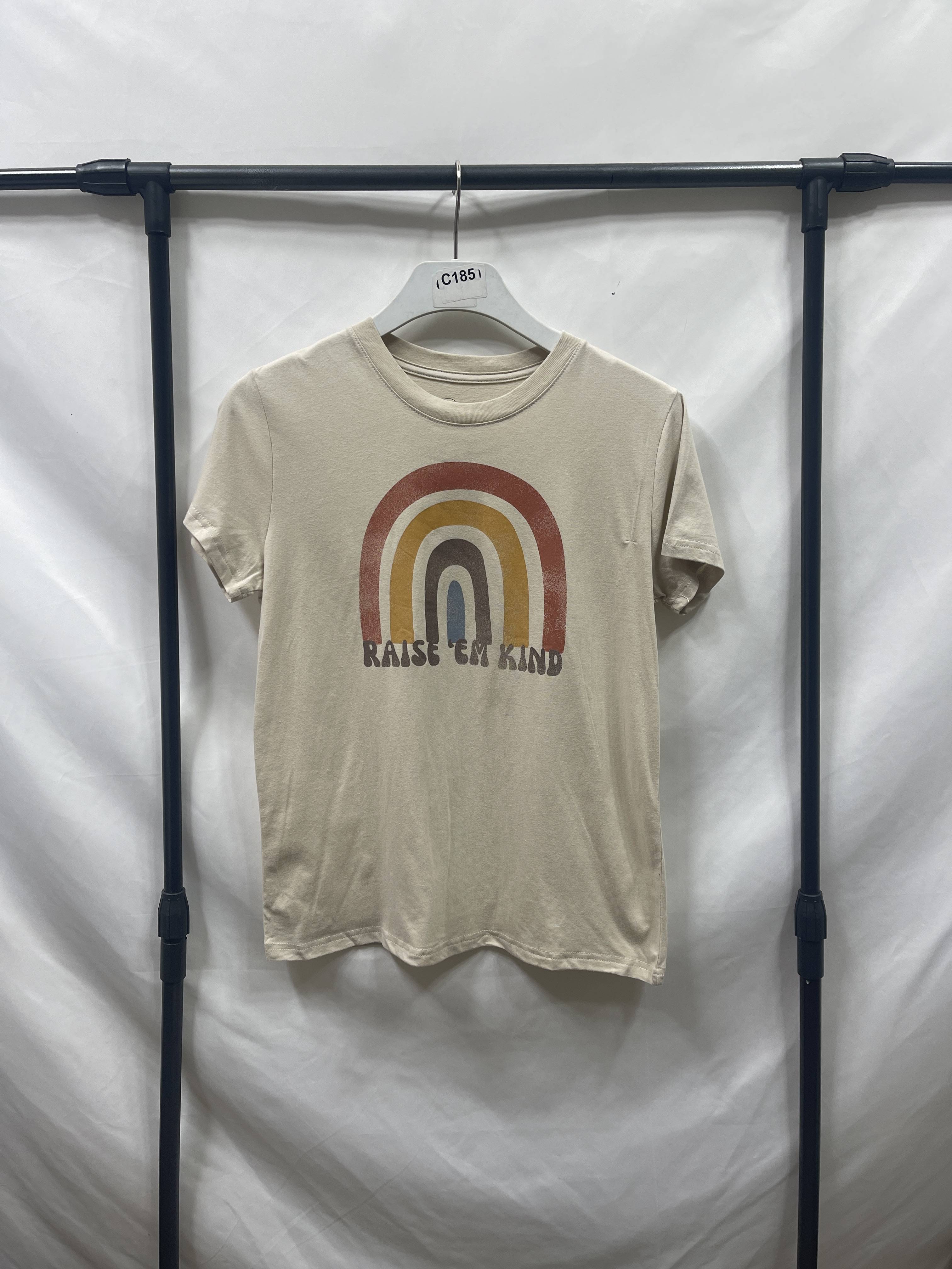 Export round neck T -shirt pure cotton couple men and women original single graffiti printed rainbow English letters short sleeves