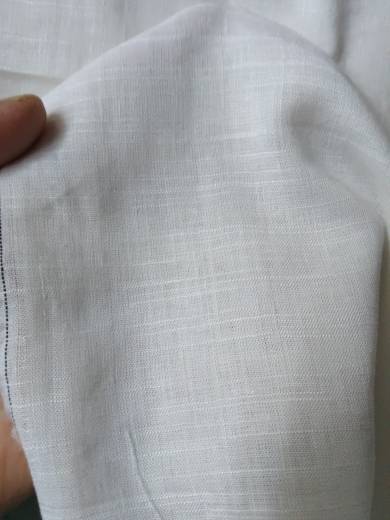 4254 cotton and linen -woven white bamboo style thin, soft, comfortable, slightly translucent summer clothing fabric tail goods