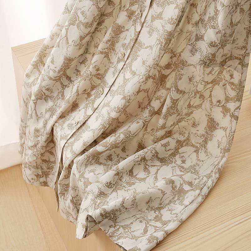 Foreign factory!Real materials!18 Mimi 04 Double 1!Light luxury high -end printed long dress