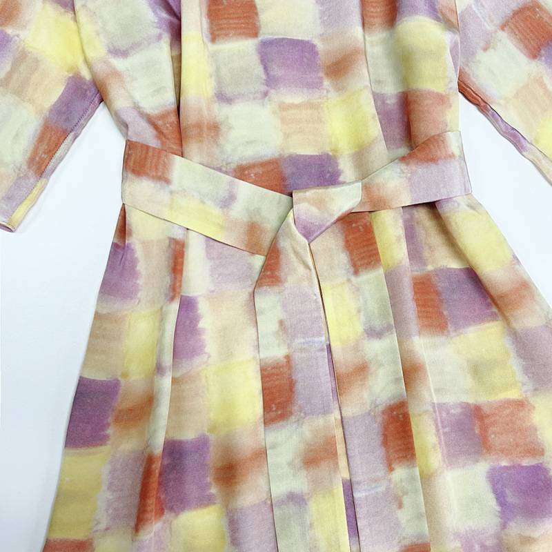 Mediterranean series ~ Spanish royal block watercolor printed loose straight real dresses mulberry silk skirt
