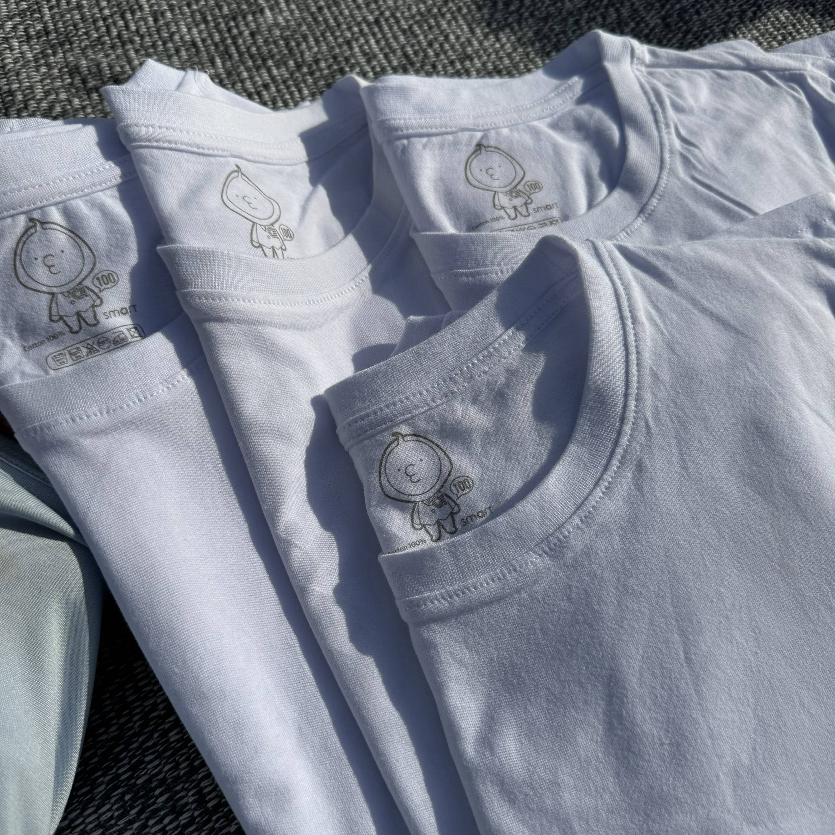 Exit Korean pure cotton white T pure color bottoming T -shirt round neck short -sleeved vintage men and women couples