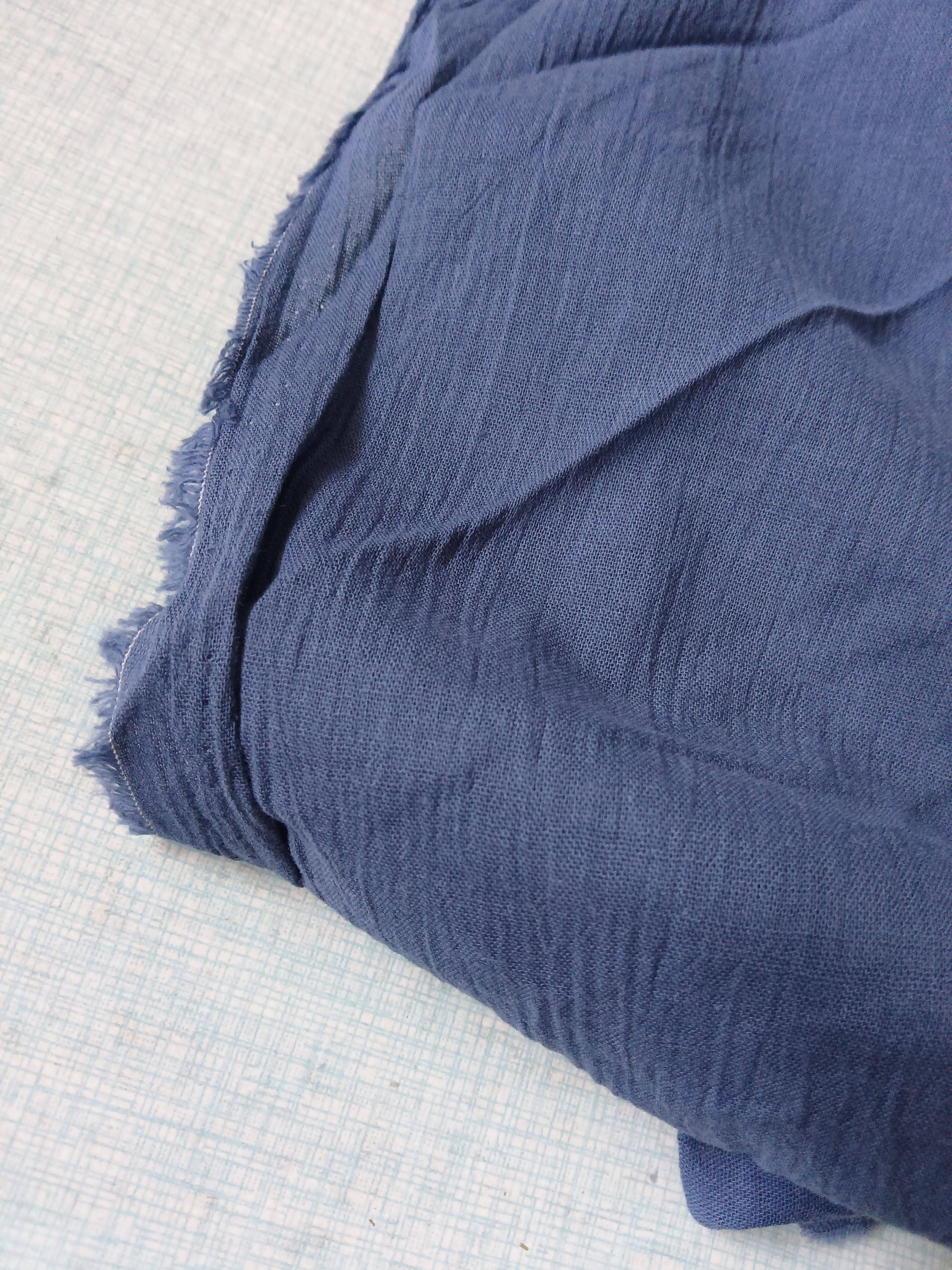 6011 Crystal sandwashed bark wrinkles dark blue thin soft and slightly slightly slightly mild summer clothing fabric tail goods