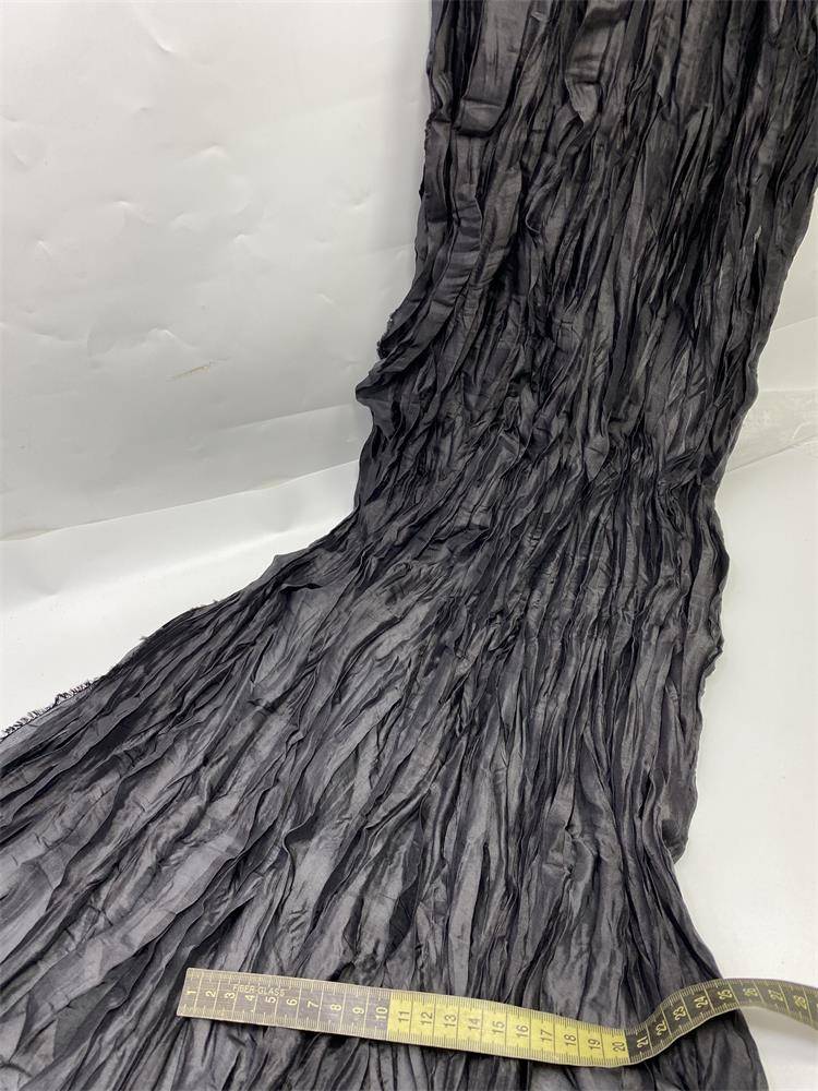 Sanzhai wind, black chaotic pleated decorative silk blend fabric shiny perthine hanging factory cloth head Z55