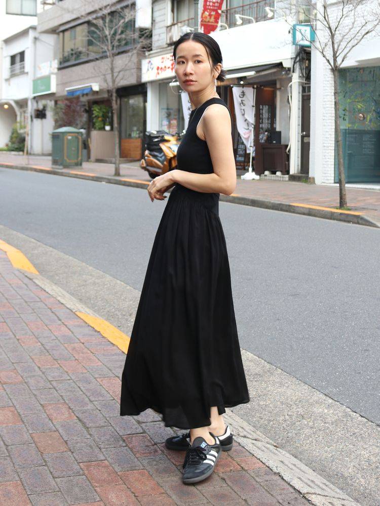 Purehara vest skirt back -back sleeveless stitching tension, waist knitting camisole long skirt, high -level female summer