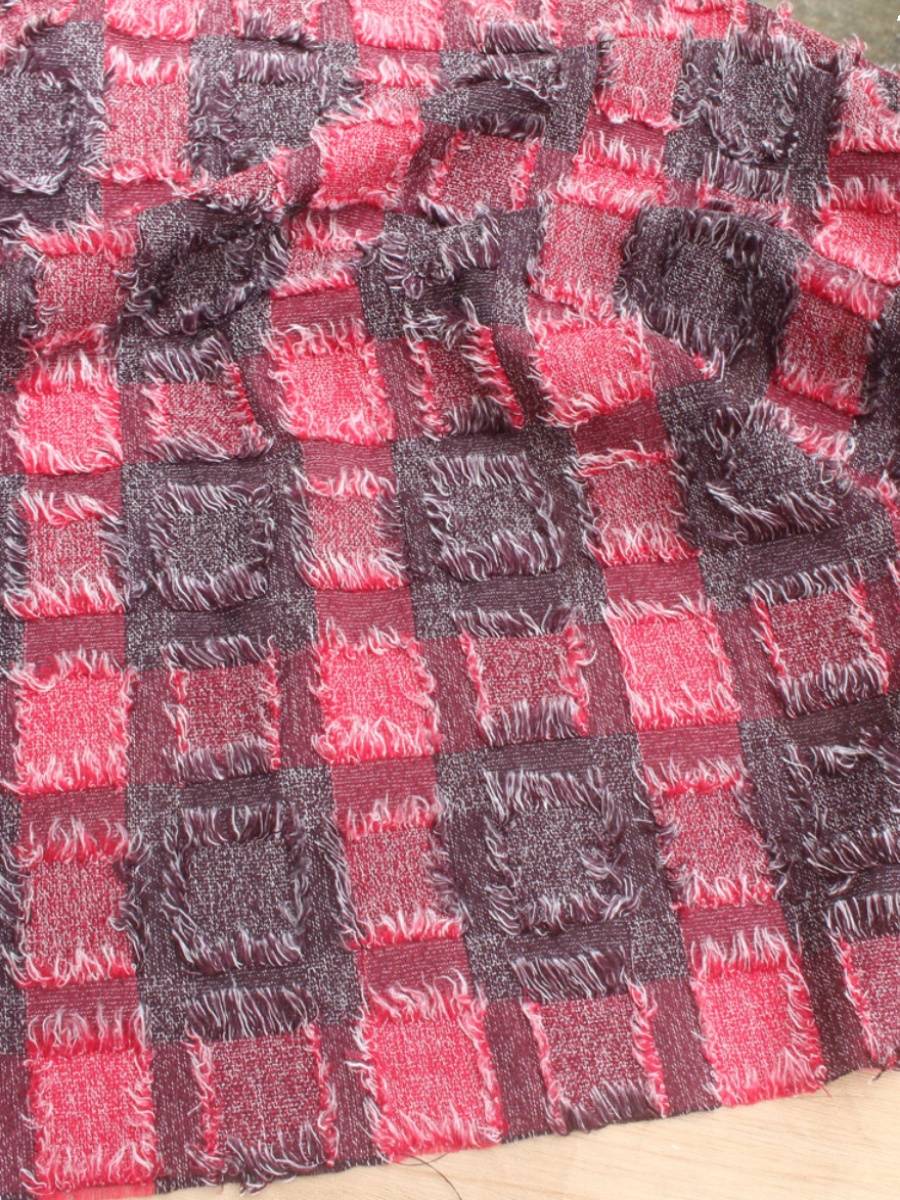 Bluster red three -dimensional Stews pattern fashion fabric shirt shirt jacket, long skirt, pants curtain fabric