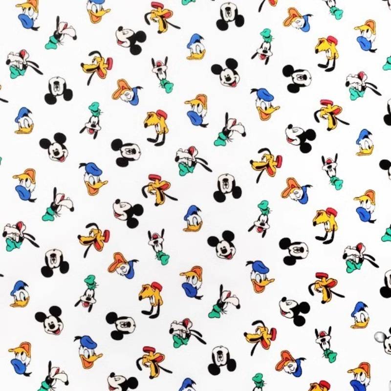 80g half meters wide 1.46 meters of white background Mickey Tang old duck avatar pure cotton flat -grained fabric
